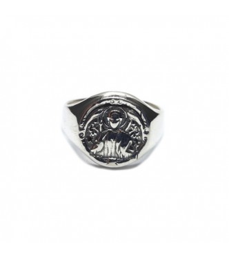 R002354 Genuine Sterling Silver Men Ring Archangel Michael Solid Stamped 925 Handmade